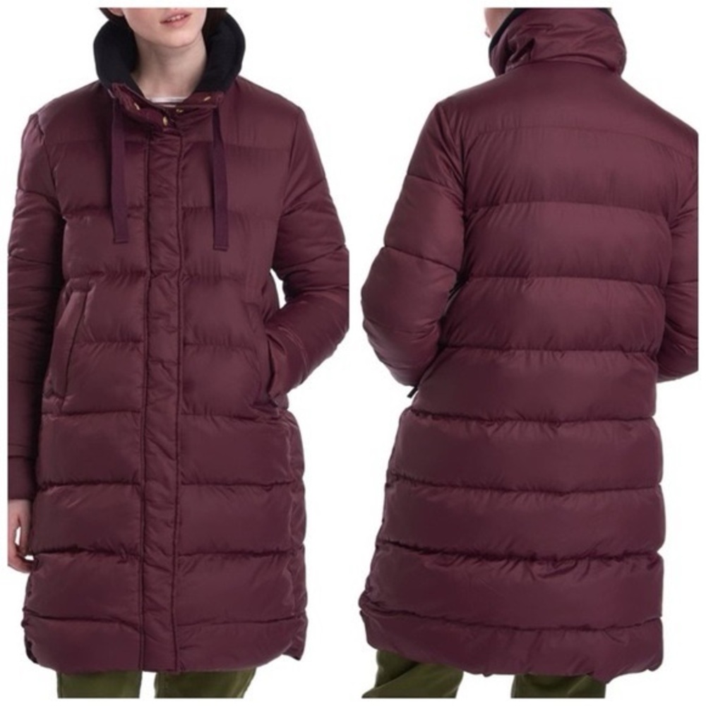 Barbour Burgundy Weatheram Quilt Puffer Jacket